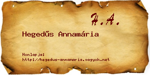 Hegedűs Annamária névjegykártya